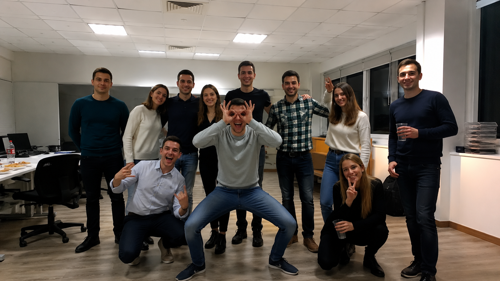 The CREA team together at the office